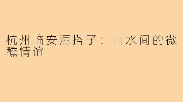 杭州临安酒搭子：山水间的微醺情谊