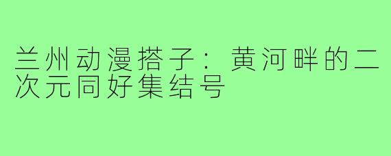 兰州动漫搭子：黄河畔的二次元同好集结号