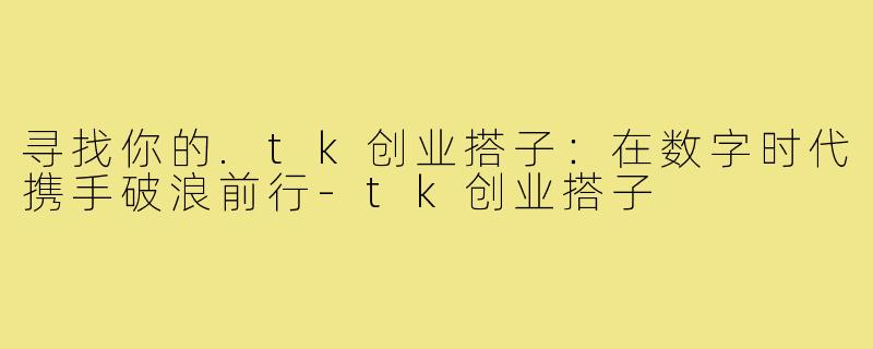 寻找你的.tk创业搭子：在数字时代携手破浪前行-tk创业搭子