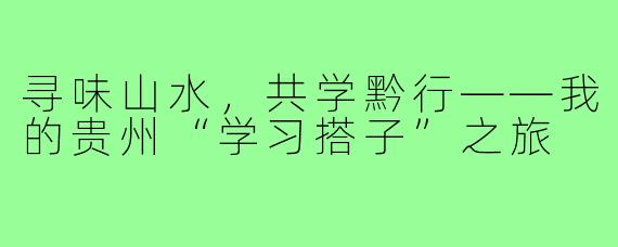 寻味山水，共学黔行——我的贵州“学习搭子”之旅