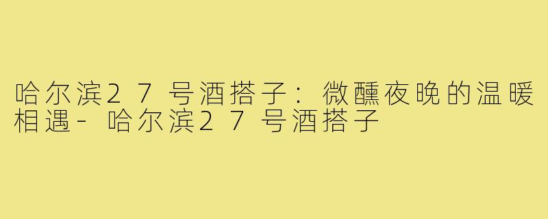 哈尔滨27号酒搭子：微醺夜晚的温暖相遇-哈尔滨27号酒搭子