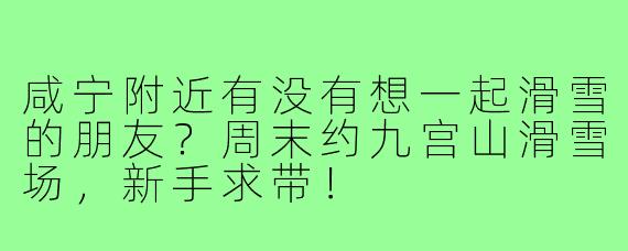 咸宁附近有没有想一起滑雪的朋友？周末约九宫山滑雪场，新手求带！