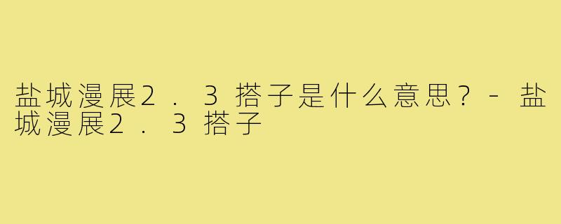 盐城漫展2.3搭子是什么意思？-盐城漫展2.3搭子