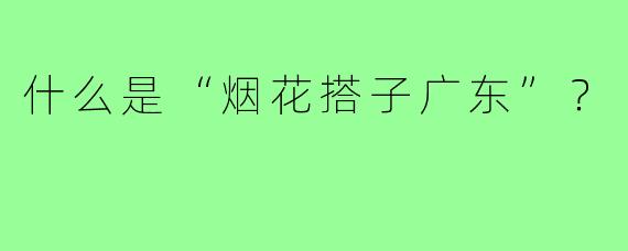什么是“烟花搭子广东”？