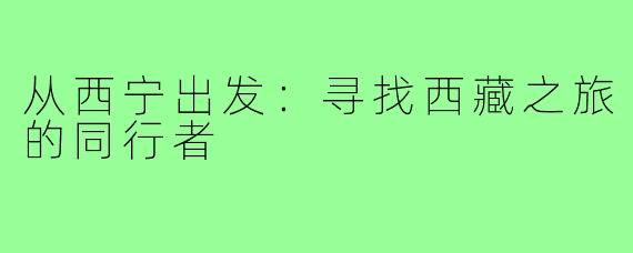 从西宁出发：寻找西藏之旅的同行者
