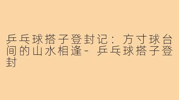 乒乓球搭子登封记：方寸球台间的山水相逢-乒乓球搭子登封