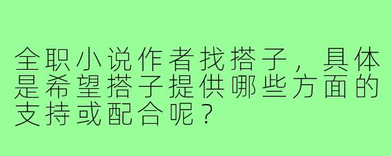 全职小说作者找搭子，具体是希望搭子提供哪些方面的支持或配合呢？