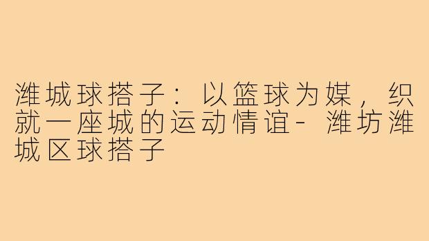 潍城球搭子：以篮球为媒，织就一座城的运动情谊-潍坊潍城区球搭子