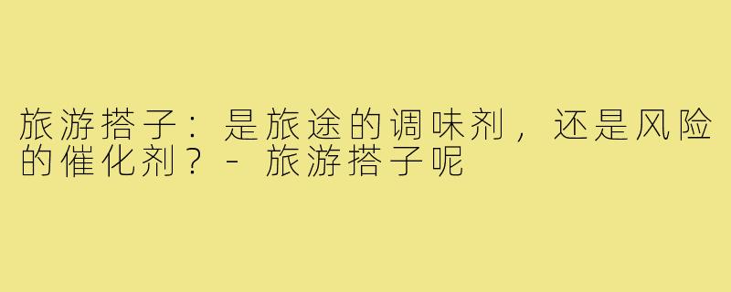 旅游搭子：是旅途的调味剂，还是风险的催化剂？-旅游搭子呢