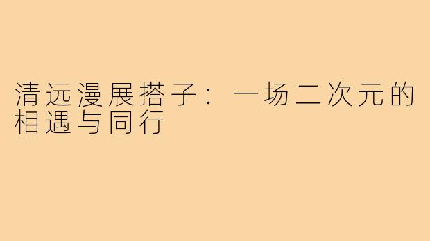 清远漫展搭子：一场二次元的相遇与同行