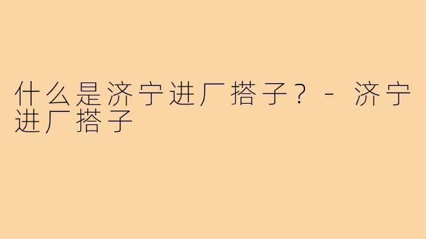 什么是济宁进厂搭子？-济宁进厂搭子