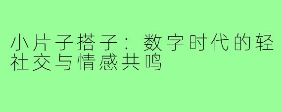小片子搭子：数字时代的轻社交与情感共鸣