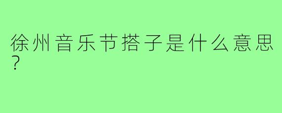 徐州音乐节搭子是什么意思？