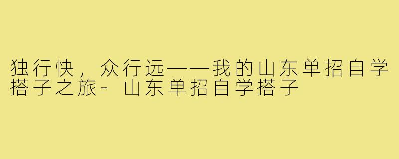 独行快，众行远——我的山东单招自学搭子之旅-山东单招自学搭子