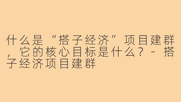 什么是“搭子经济”项目建群，它的核心目标是什么？-搭子经济项目建群