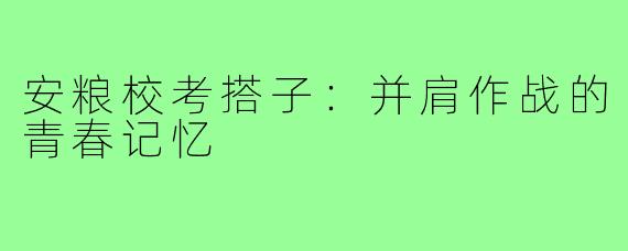 安粮校考搭子：并肩作战的青春记忆