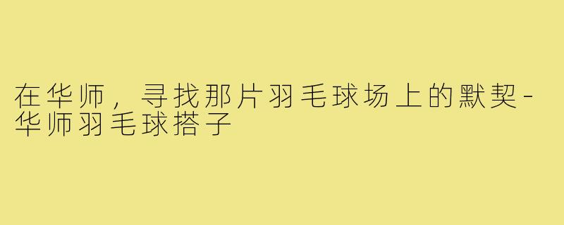 在华师，寻找那片羽毛球场上的默契-华师羽毛球搭子