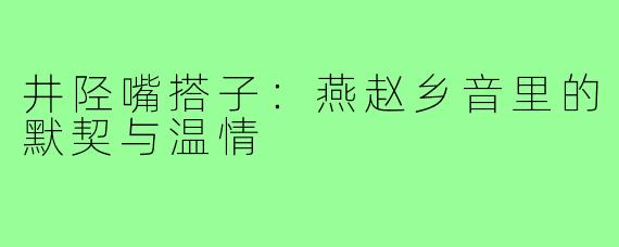 井陉嘴搭子：燕赵乡音里的默契与温情