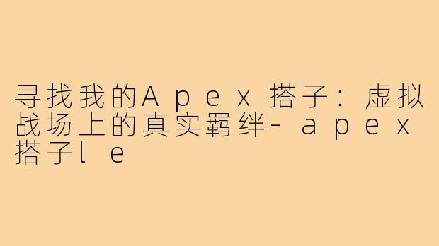 寻找我的Apex搭子：虚拟战场上的真实羁绊-apex搭子le