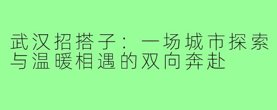 武汉招搭子：一场城市探索与温暖相遇的双向奔赴