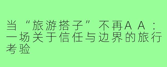 当“旅游搭子”不再AA：一场关于信任与边界的旅行考验