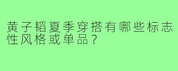 黄子韬夏季穿搭有哪些标志性风格或单品?