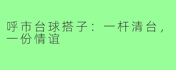 呼市台球搭子：一杆清台，一份情谊