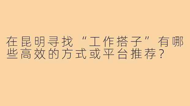 在昆明寻找“工作搭子”有哪些高效的方式或平台推荐？