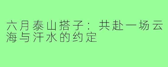 六月泰山搭子：共赴一场云海与汗水的约定