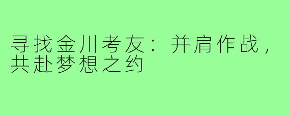 寻找金川考友：并肩作战，共赴梦想之约