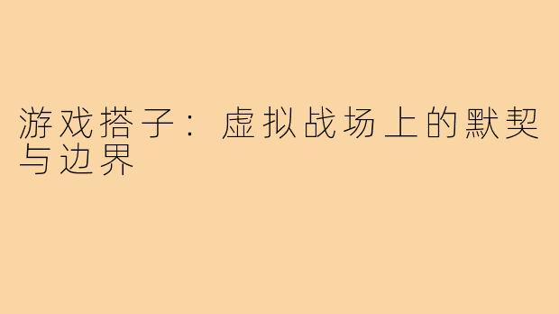 游戏搭子：虚拟战场上的默契与边界