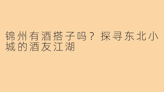 锦州有酒搭子吗？探寻东北小城的酒友江湖