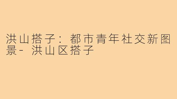 洪山搭子：都市青年社交新图景-洪山区搭子