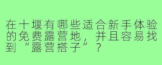 在十堰有哪些适合新手体验的免费露营地，并且容易找到“露营搭子”？
