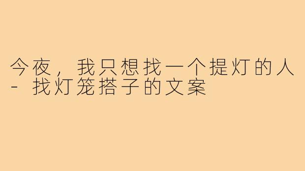 今夜，我只想找一个提灯的人-找灯笼搭子的文案