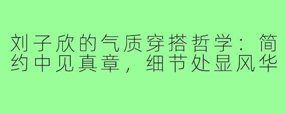 刘子欣的气质穿搭哲学：简约中见真章，细节处显风华
