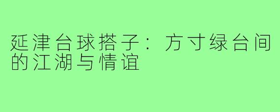 延津台球搭子：方寸绿台间的江湖与情谊