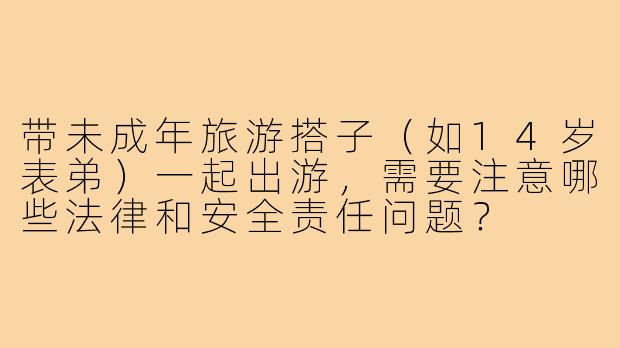 带未成年旅游搭子（如14岁表弟）一起出游，需要注意哪些法律和安全责任问题？