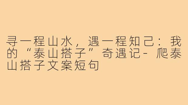 寻一程山水，遇一程知己：我的“泰山搭子”奇遇记-爬泰山搭子文案短句