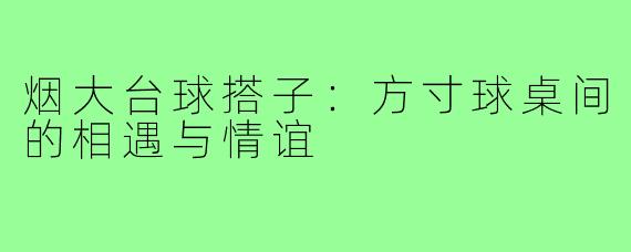 烟大台球搭子：方寸球桌间的相遇与情谊