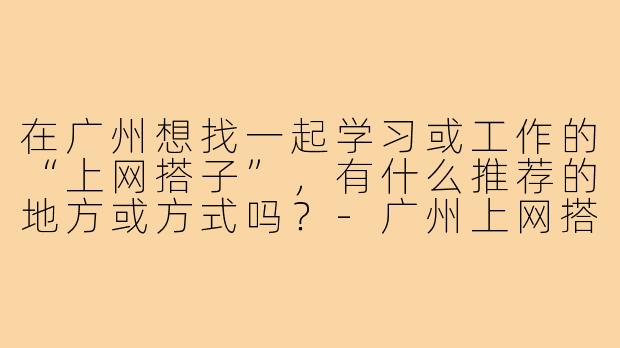 在广州想找一起学习或工作的“上网搭子”,有什么推荐的地方或方式吗?-广州上网搭子