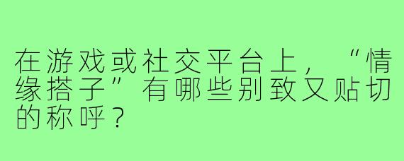 在游戏或社交平台上，“情缘搭子”有哪些别致又贴切的称呼？