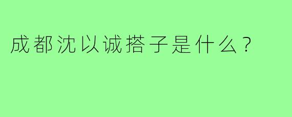 成都沈以诚搭子是什么？