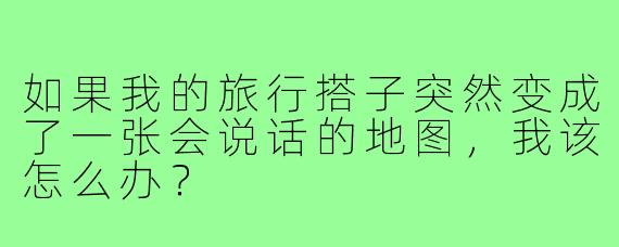 如果我的旅行搭子突然变成了一张会说话的地图，我该怎么办？