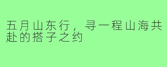 五月山东行，寻一程山海共赴的搭子之约