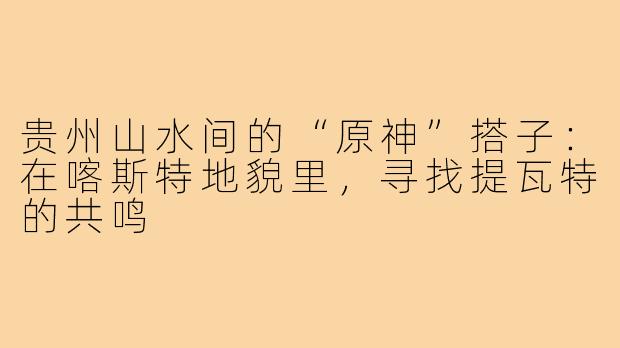贵州山水间的“原神”搭子：在喀斯特地貌里，寻找提瓦特的共鸣