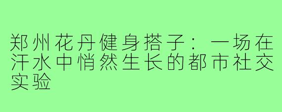 郑州花丹健身搭子：一场在汗水中悄然生长的都市社交实验