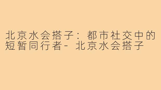 北京水会搭子：都市社交中的短暂同行者-北京水会搭子