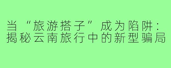 当“旅游搭子”成为陷阱:揭秘云南旅行中的新型骗局