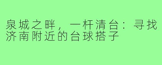 泉城之畔，一杆清台：寻找济南附近的台球搭子